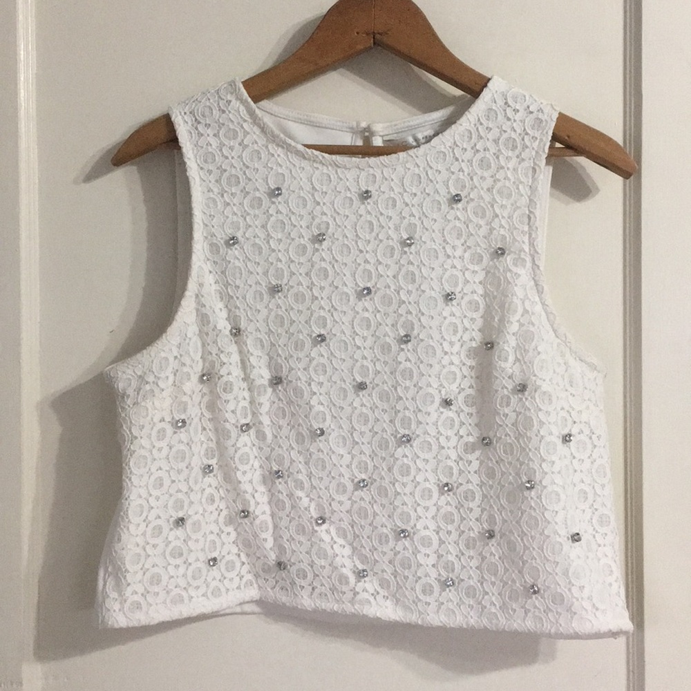 Diamond embellished crop top